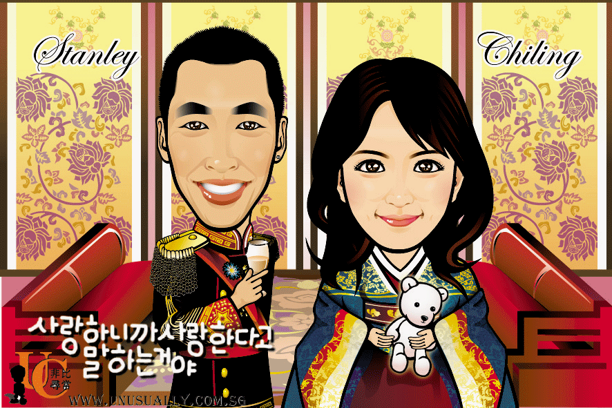 Digital Caricature Drawing - Korean Couple Theme
